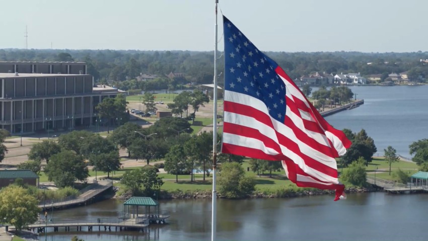 Aerial shot of Lake Charles, LA